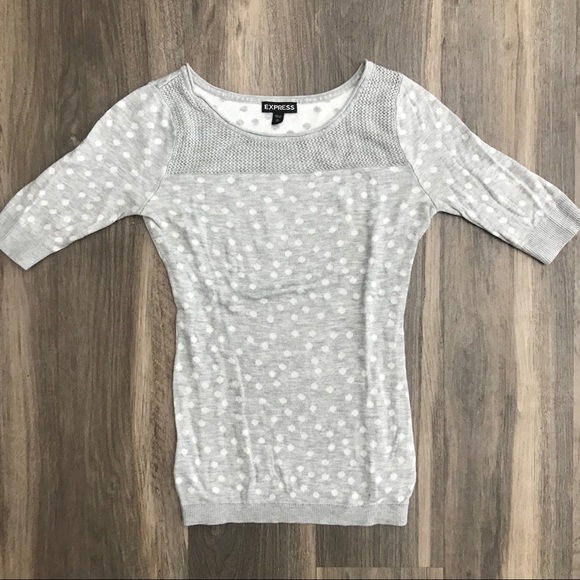 BOGO Express Grey Polka Dot 1/2 Sleeve Sweater - Picture 3 of 5